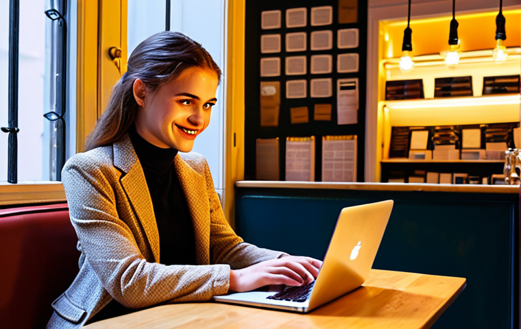 Upskilling for Career Growth**
Prompt: A young, stylish Parisian professional intently focused on a laptop, bathed in the warm glow of a cozy café. Code snippets of Python and JavaScript are subtly visible on the screen. Books on Cybersecurity and Data Analysis are stacked nearby, suggesting continuous learning. She's subtly smiling, radiating confidence and ambition, highlighting the idea of career growth through technical skills. The background features a classic Parisian scene. Style: Realistic, warm lighting, modern professional setting.
**