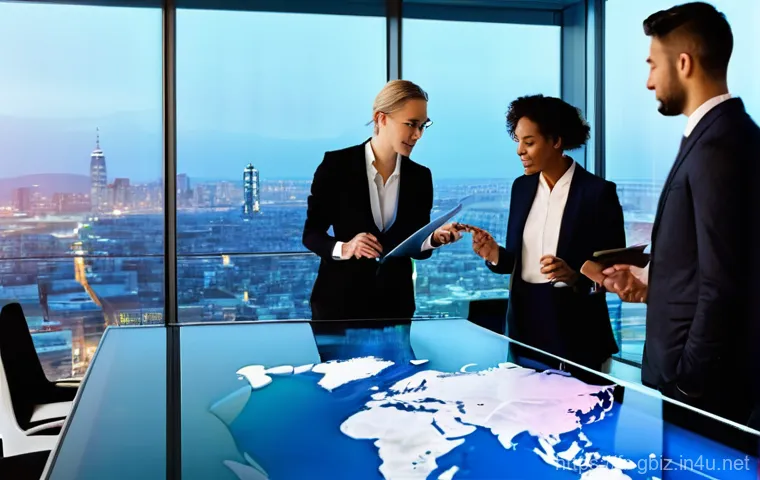 글로벌 비즈니스 자격증 취득 후 경력 개발 - **Prompt:** A dynamic, professional, and diverse group of five individuals (three men, two women) in...